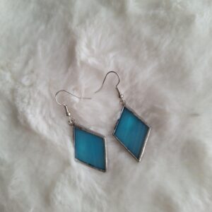 Boucles d'oreilles losange bleu